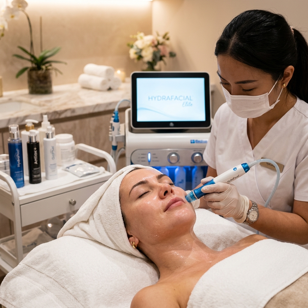 hidrofacial realizado con equipo especializado